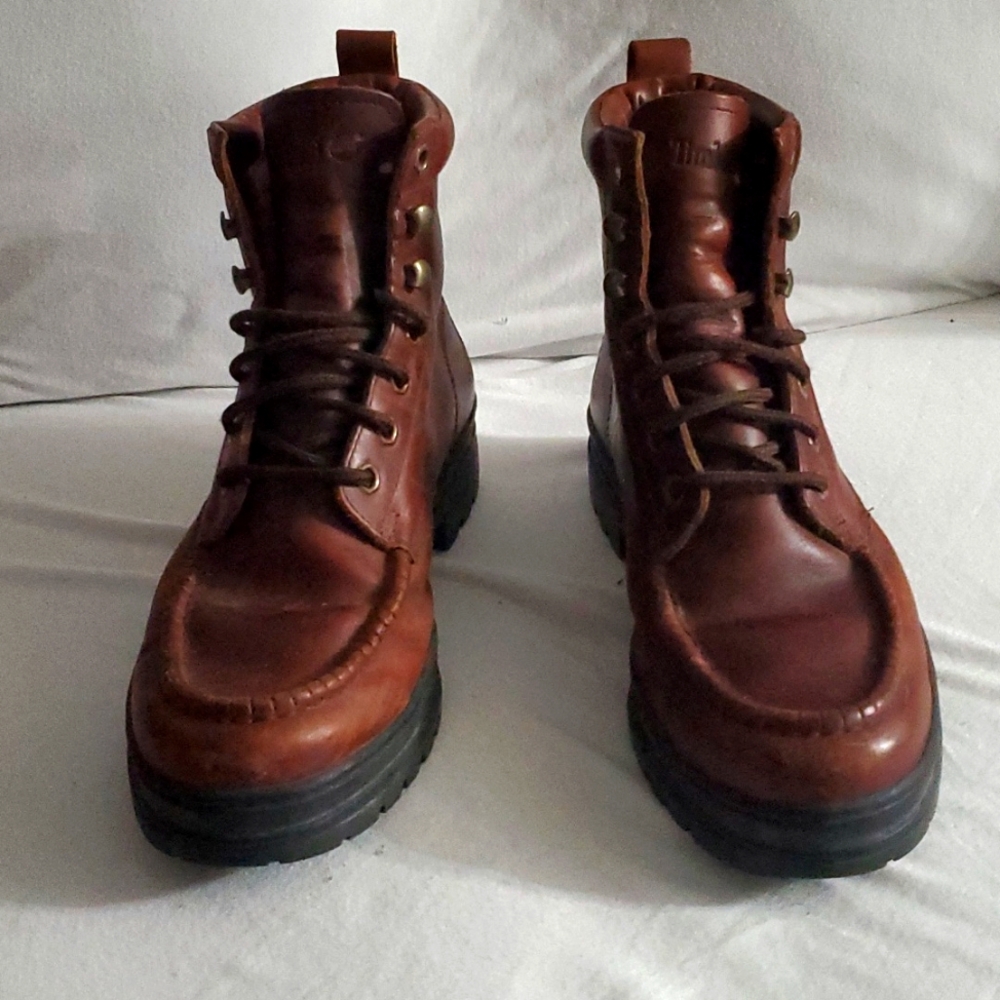 Men timberland work boots size  9.5 M brown leather